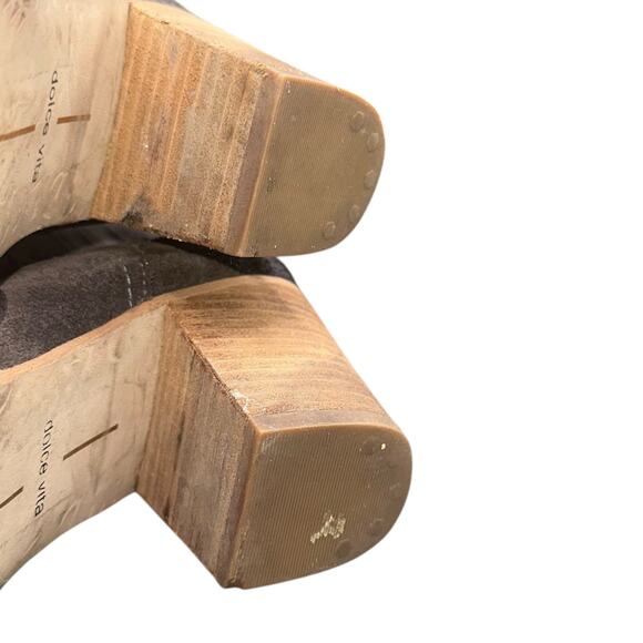 Dolce Vita Gray Suede Western Ankle Boots Women’s 7.5 Stacked Heel Booties - Picture 10 of 13